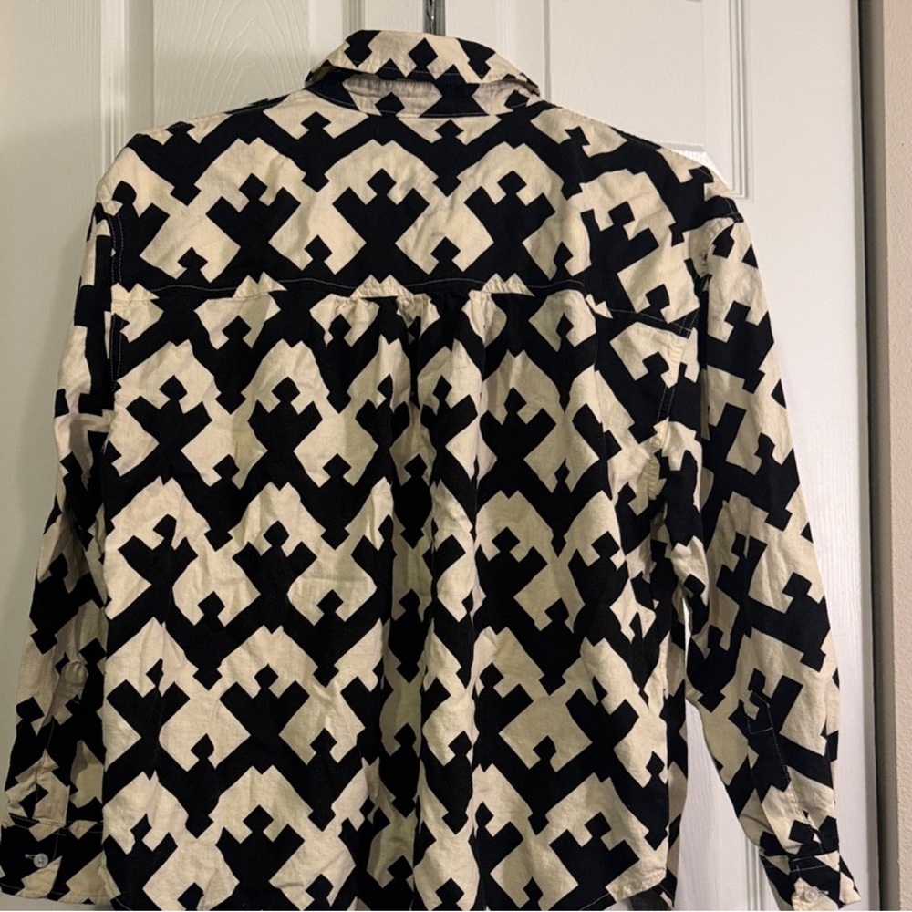 Target Black and White Patterned Button Down Shirt - image 2